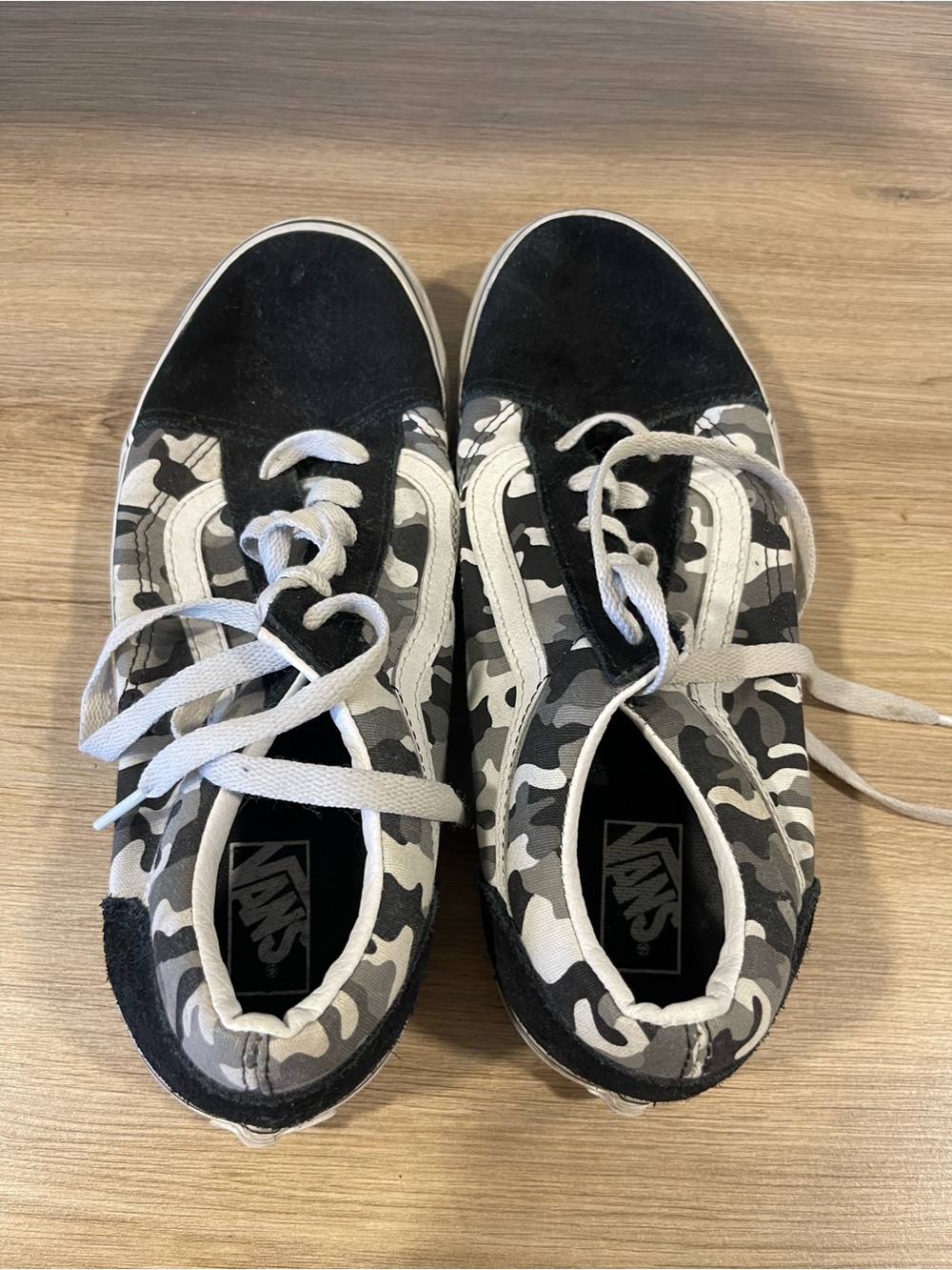 Vans Black, Gray & White Camo Old Skool Sneakers
